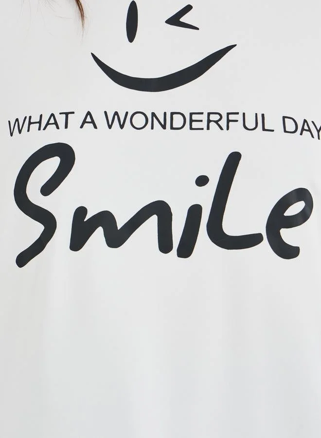 Take Two Take Two Slogan Print Round Neck Short Sleeve T-Shirt